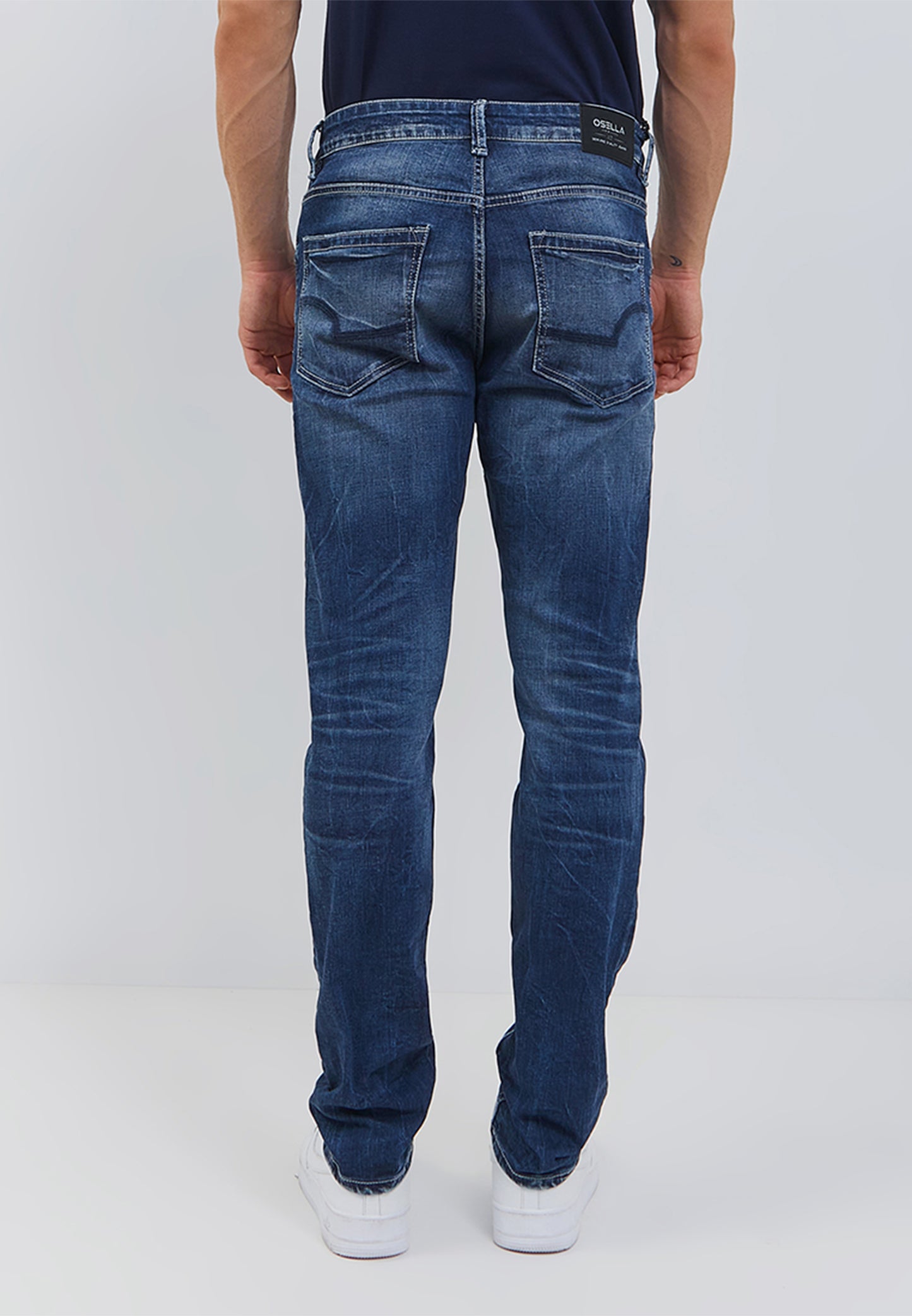 Osella Thomas Slim Fit Jeans In Medium Indigo Blue