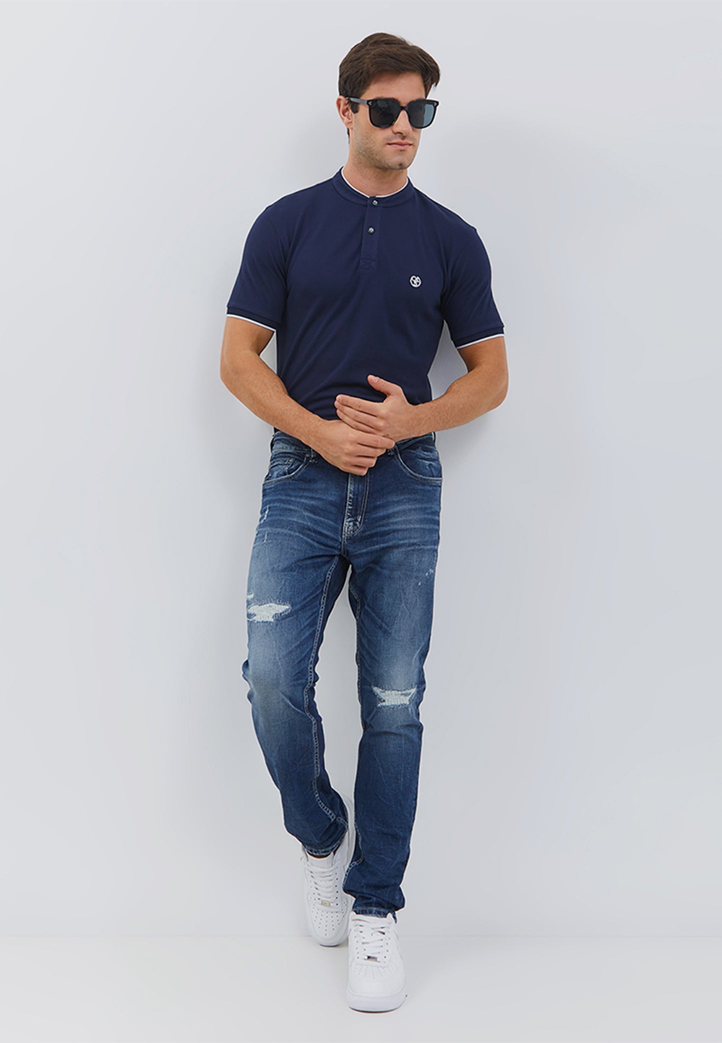 Osella Thomas Slim Fit Jeans In Medium Indigo Blue