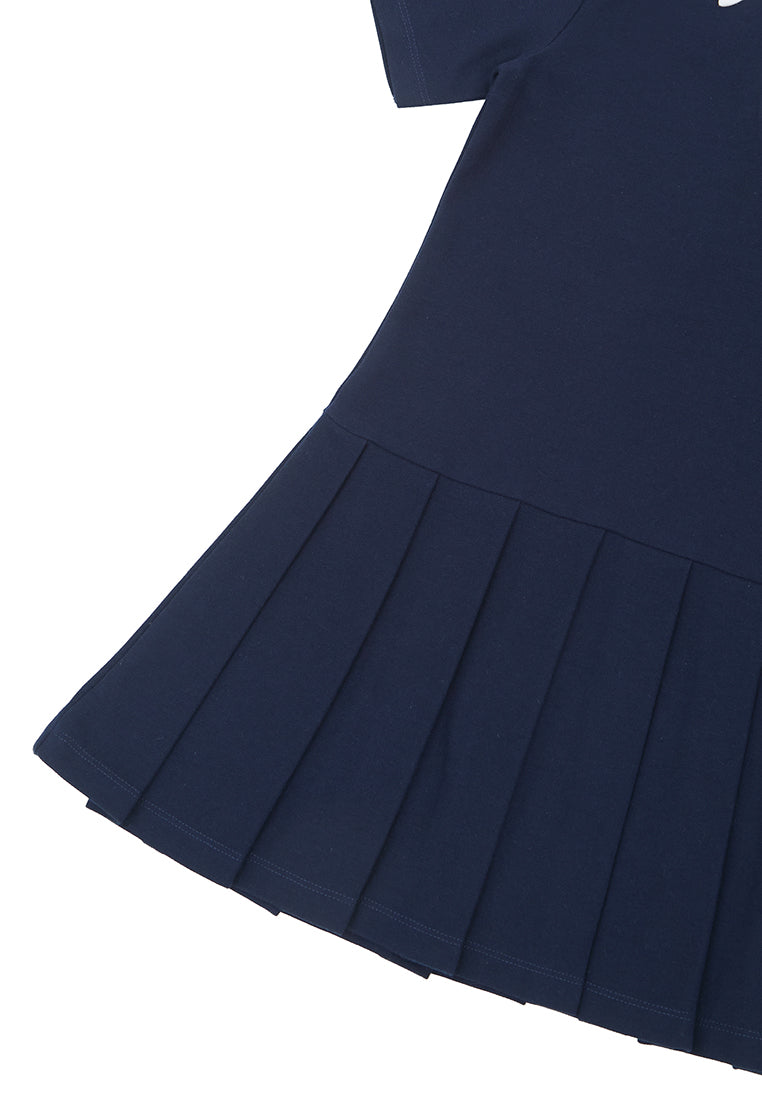 Osella Kids Pleated Polo Dress With Flower Patch