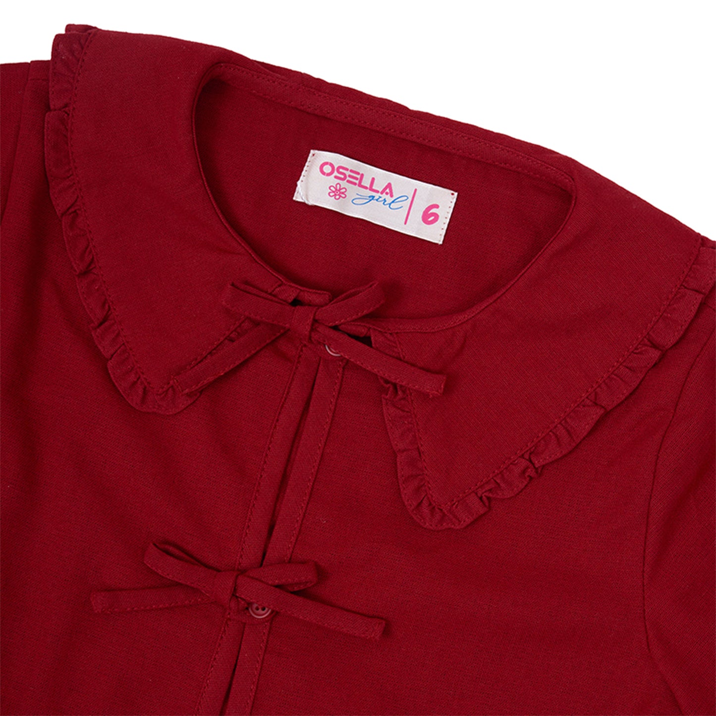 Osella Solid Collared Ribbon Shirt In Red 2336500