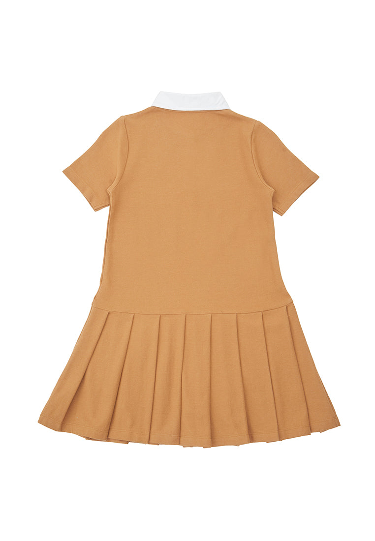 Osella Kids Pleated Polo Dress With Flower Patch