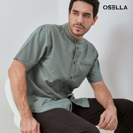 [NEW] Osella Solid Shanghai Collared Short Sleeve Shirt 2032520119