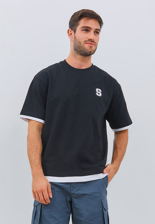 Osella Men Relaxed T-Shirt With Patch In Black