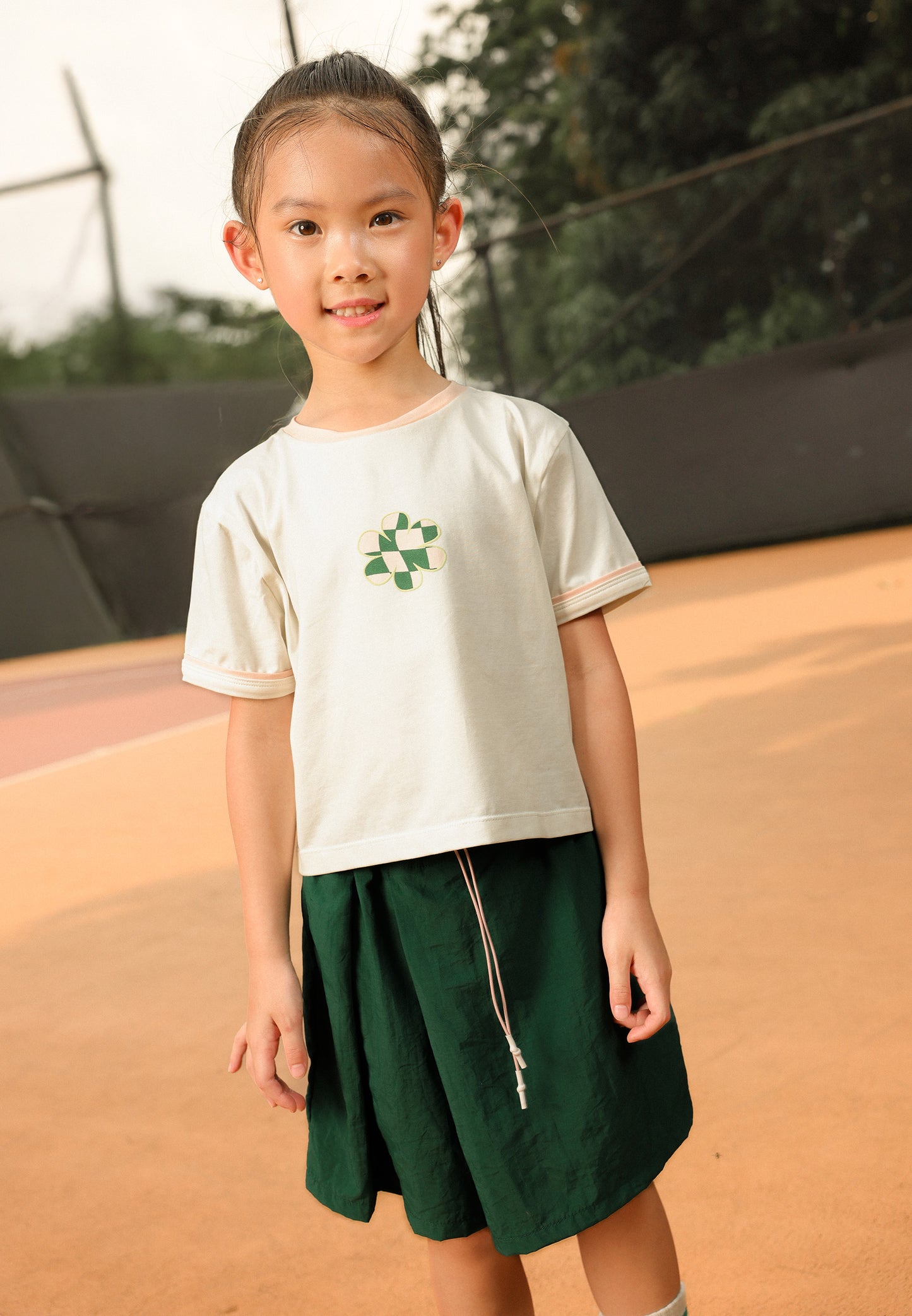 Osella Kids Floral Checkered Print T-Shirt