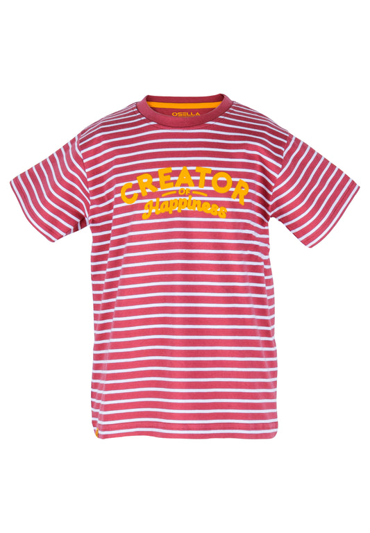 Osella Kids Regular Creator Stripe T-Shirt Print In Tomato Red And White