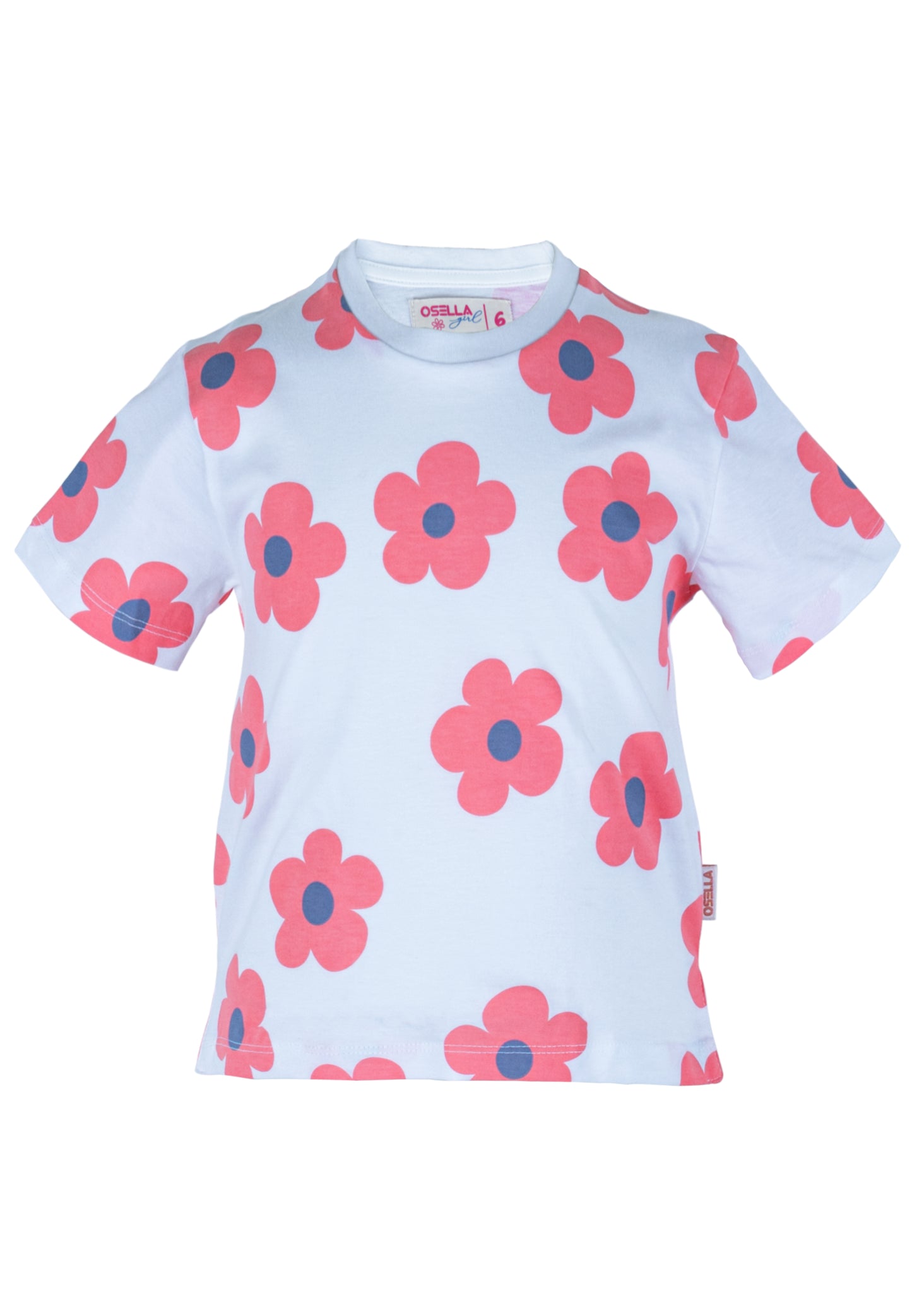 Osella Kids Floral Print Short Sleeve T-Shirt In White