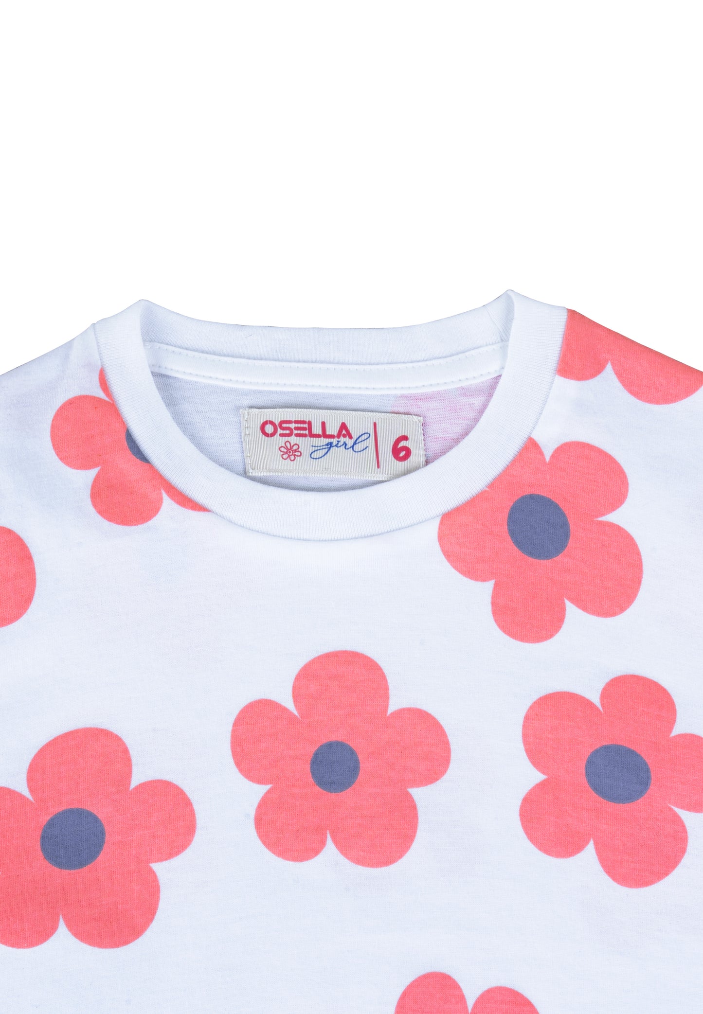 Osella Kids Floral Print Short Sleeve T-Shirt In White