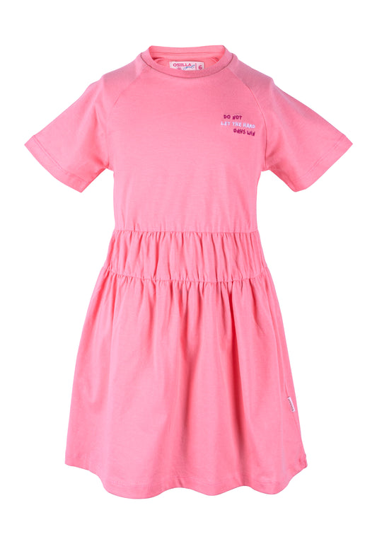Osella Kids Solid Raglan Mini Dress In Pink