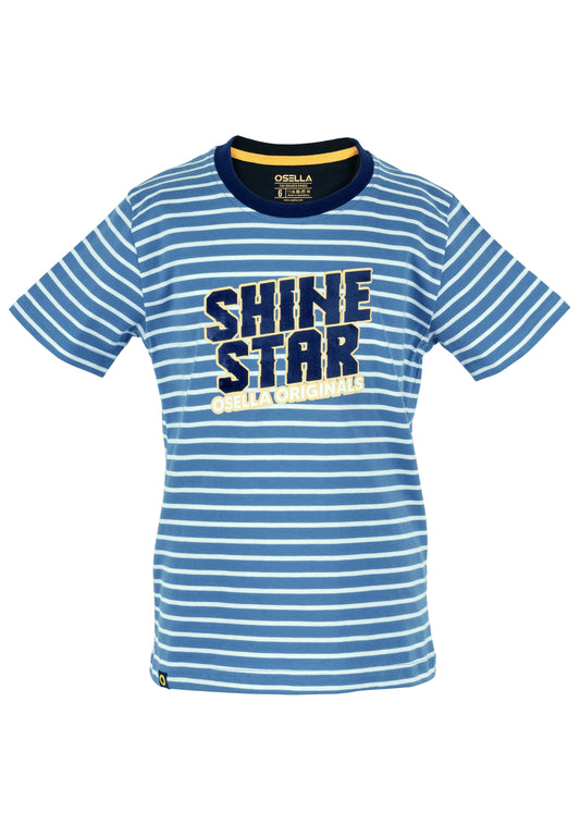 Osella Kids Regular Shine Star Stripe T-Shirt Print In Blue And White