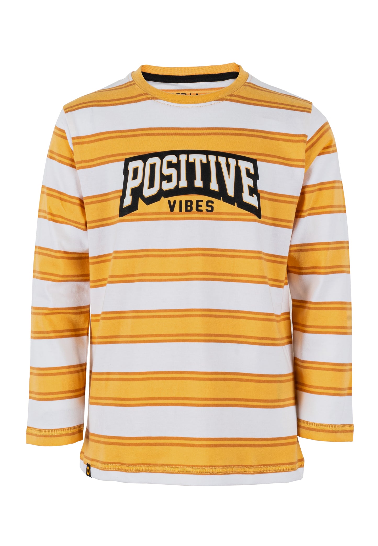 Osella Kids Positive Print Regular Long Sleeve Stripe T-Shirt In Yellow