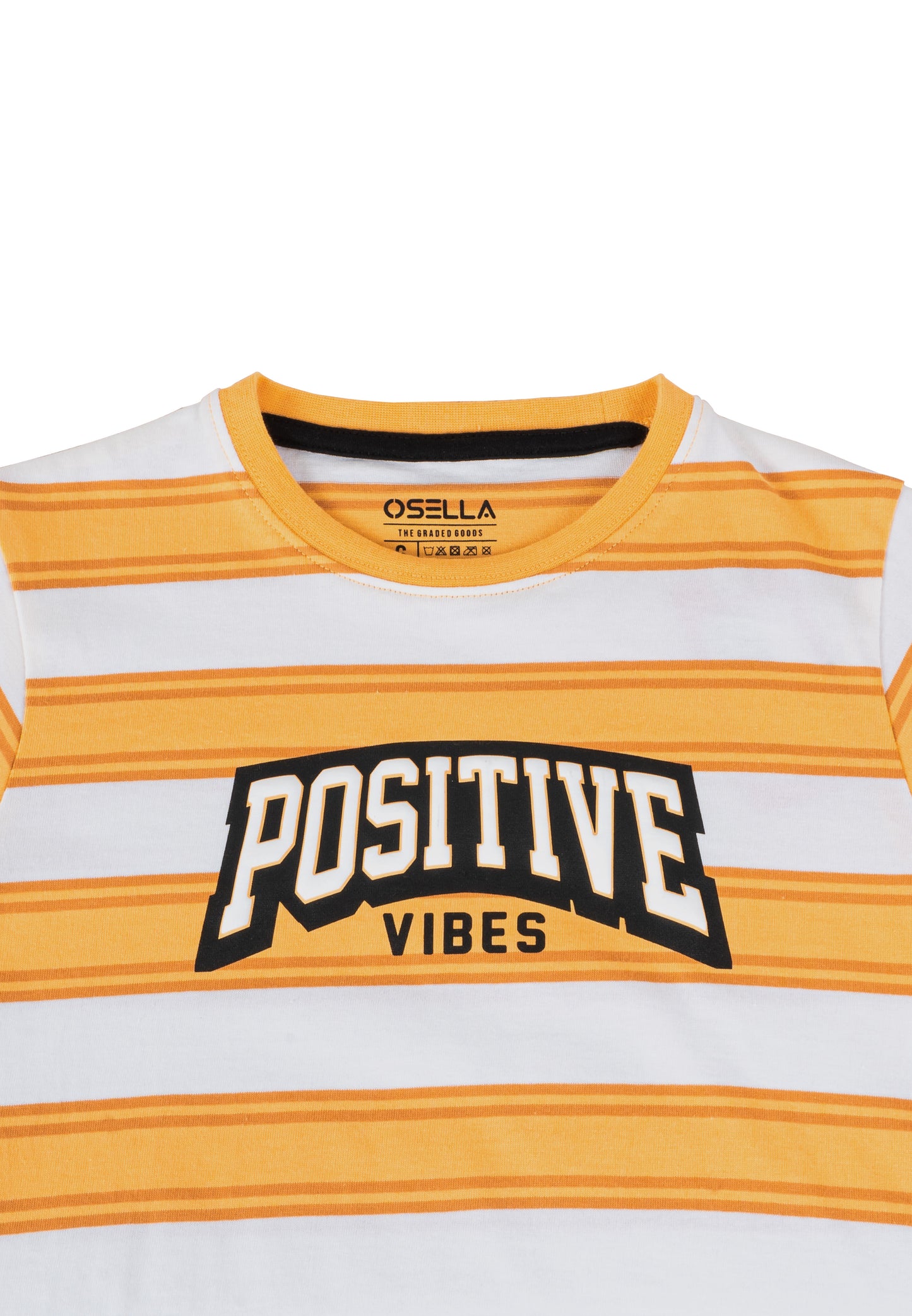 Osella Kids Positive Print Regular Long Sleeve Stripe T-Shirt In Yellow