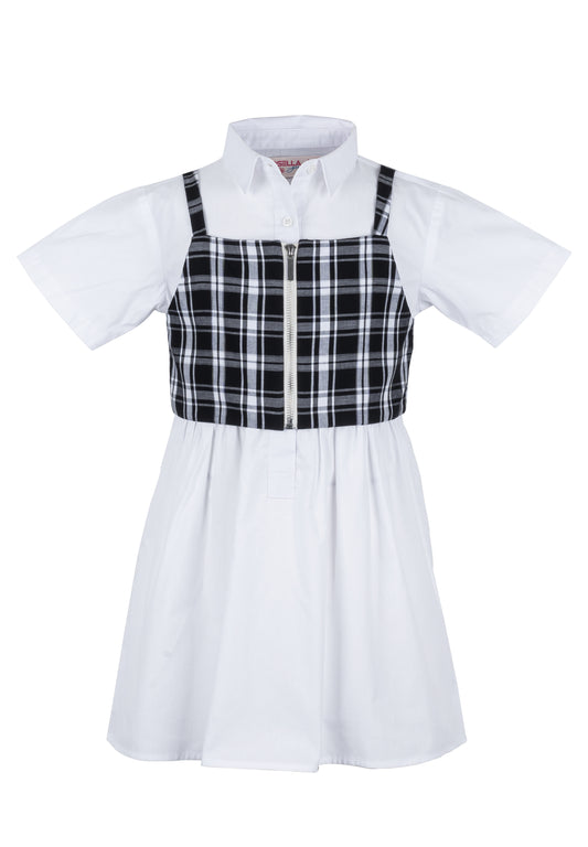 Osella Kids Solid Mini Dress With Vest In White