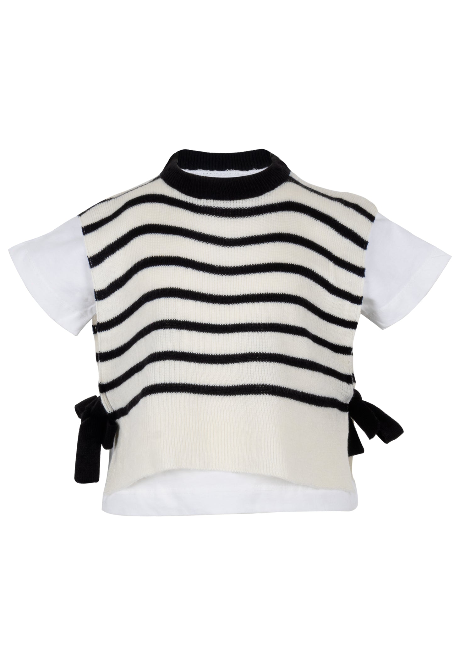 Osella T-shirt With Combination Stripe Knitting Vest In White