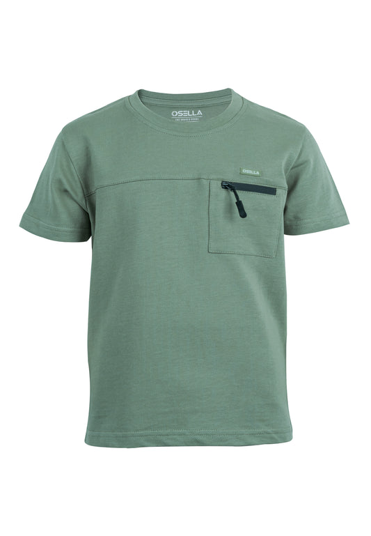 Osella Regular Pocket Zipper T-shirt In Sage Green