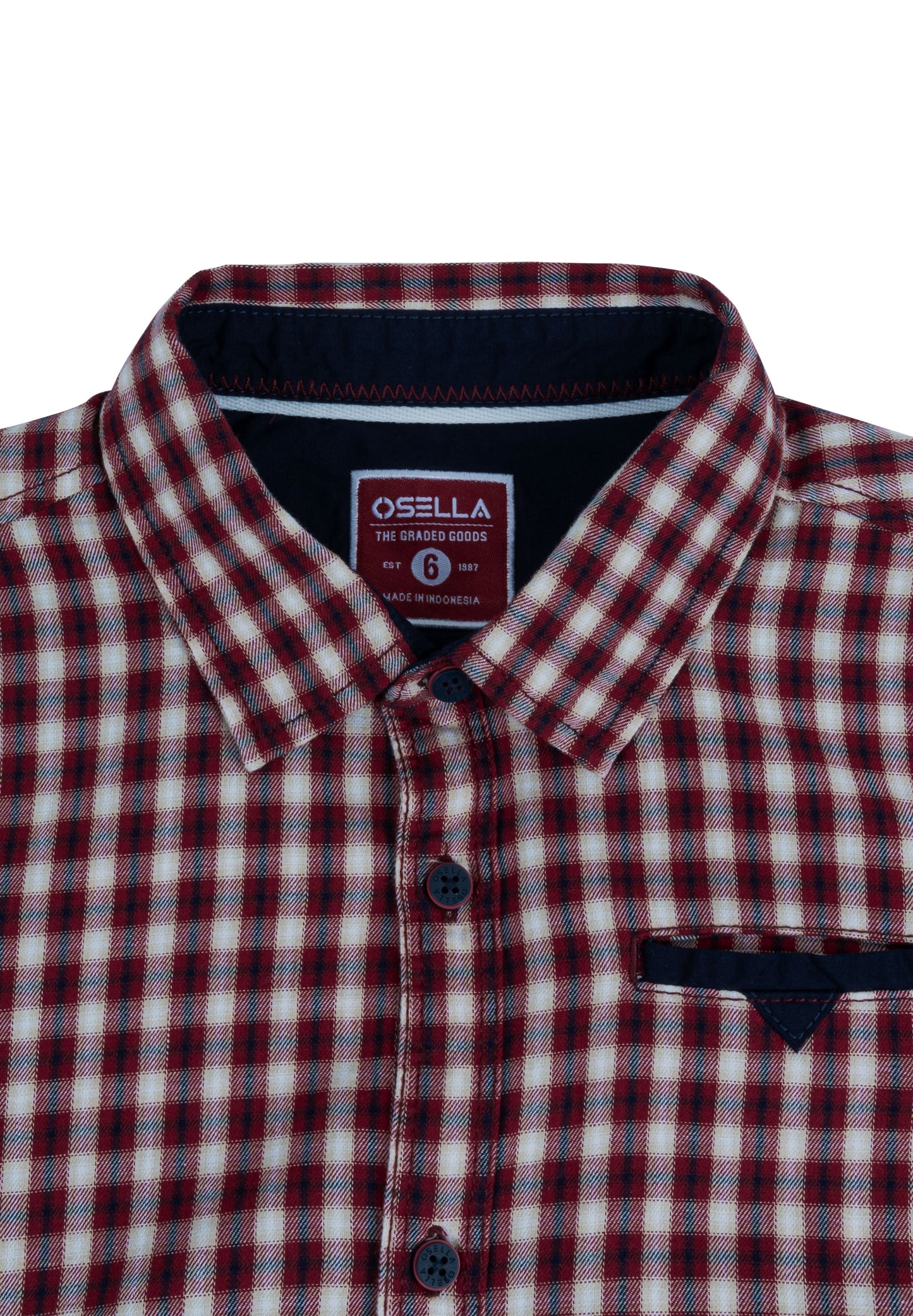 Osella Brandon Checkered Shirt With Contrast Sleeve Opening And Collar