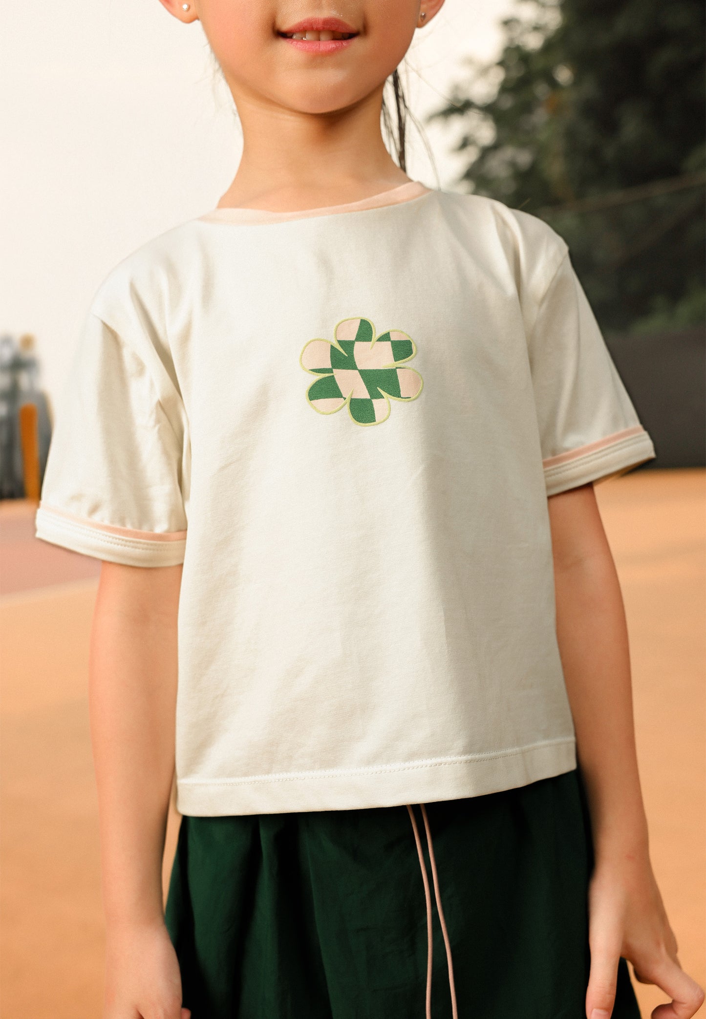 Osella Kids Floral Checkered Print T-Shirt