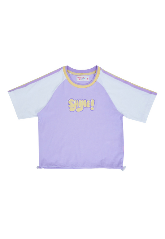Osella Kids Raglan T-Shirt With Twill Tape Details In Lilac