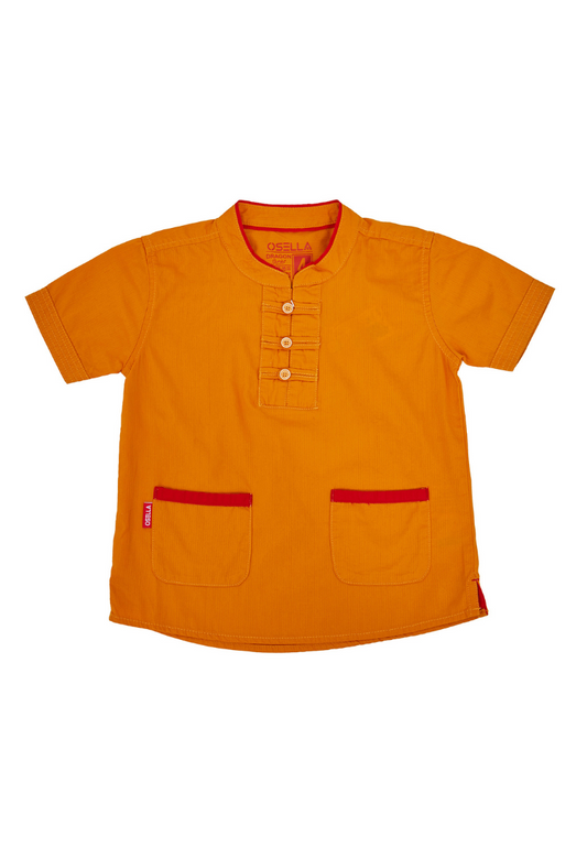 Osella Kids Lunar Cheongsam Short Sleeve Shirt in Mustard