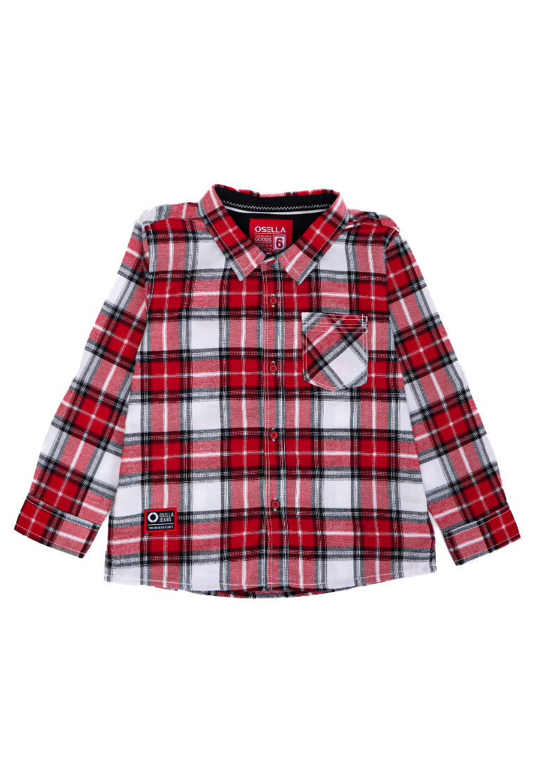 Osella Kids Lunar Checkered Long Sleeve Shirt in Red-White-Black