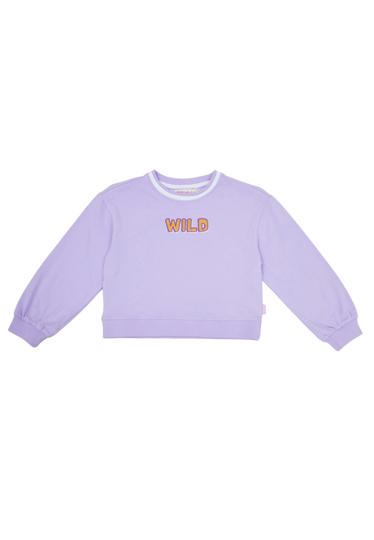 Osella Kids Crop Puff Sleeve Sweater In Lilac