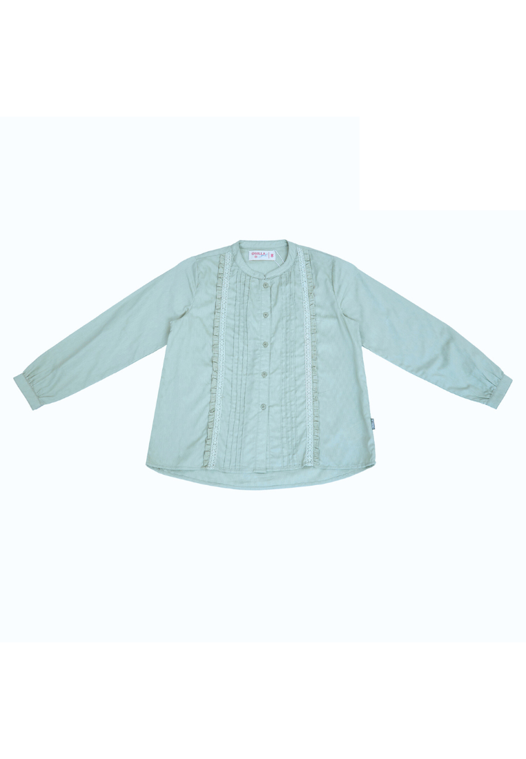 Osella Kids Long Sleeve Shanghai Collared Blouse In Mint Green