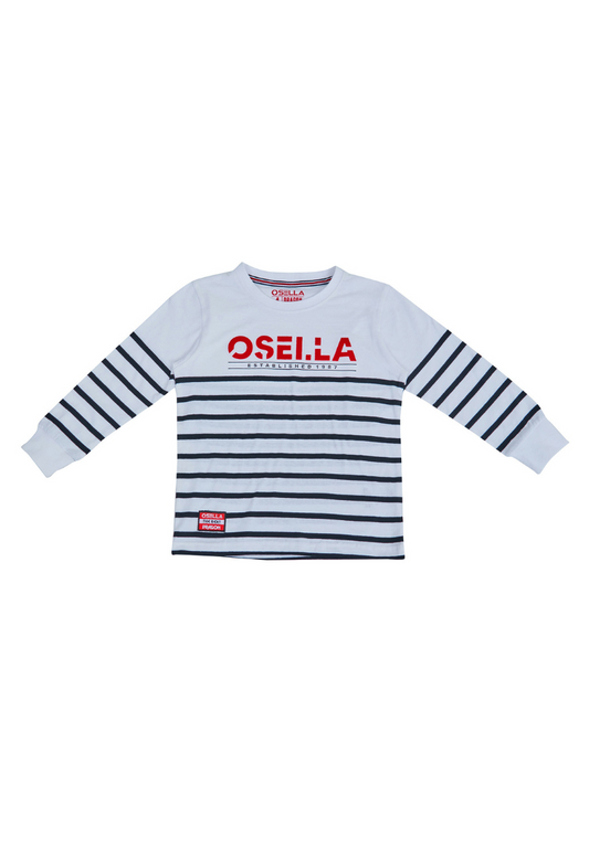 Osella Kids Lunar Regular Stripe Long Sleeve T-Shirt In White And Black