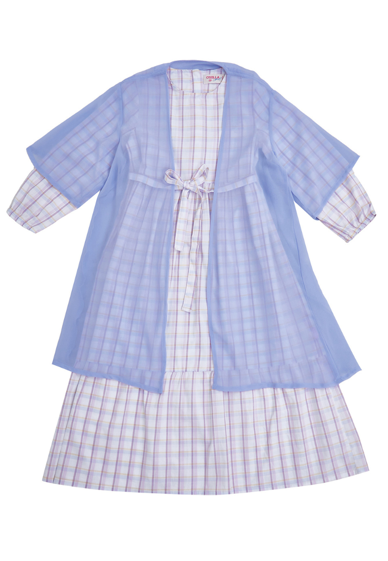 Osella Kids Checkered Maxi Dress With Additional Outer In Lilac