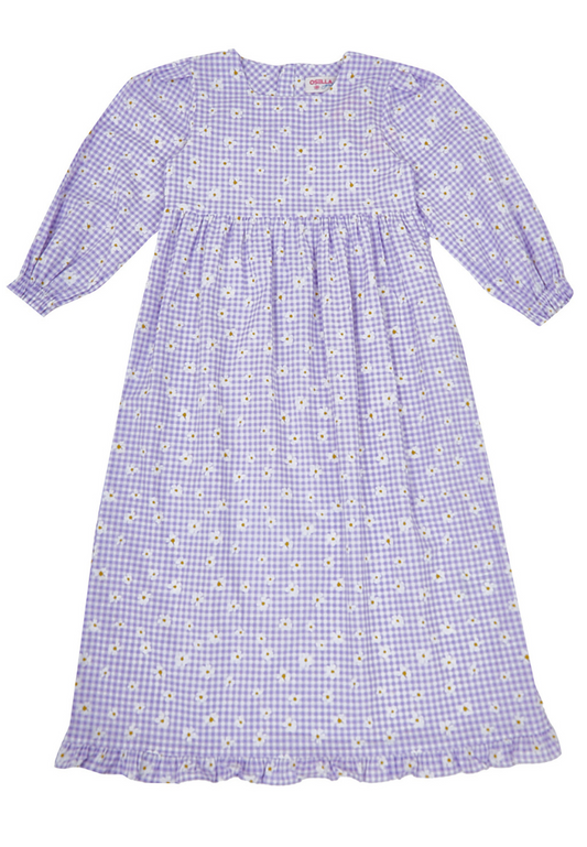 Osella Kids Floral Checkered Maxi Dress In Lilac