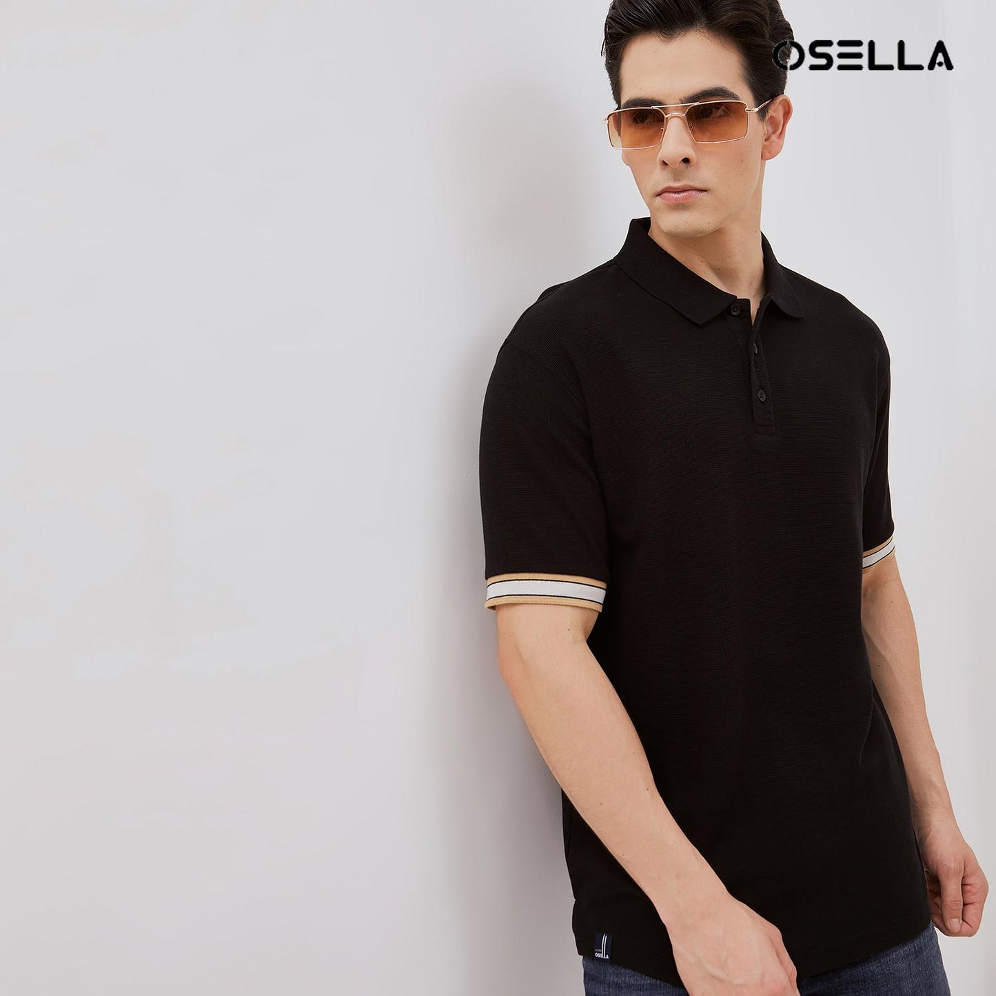 [NEW] Osella Dylan Textured Polo Shirt With Striped Rib 2021501 | Kaos Polo Atasan Lengan Pendek Laki Laki