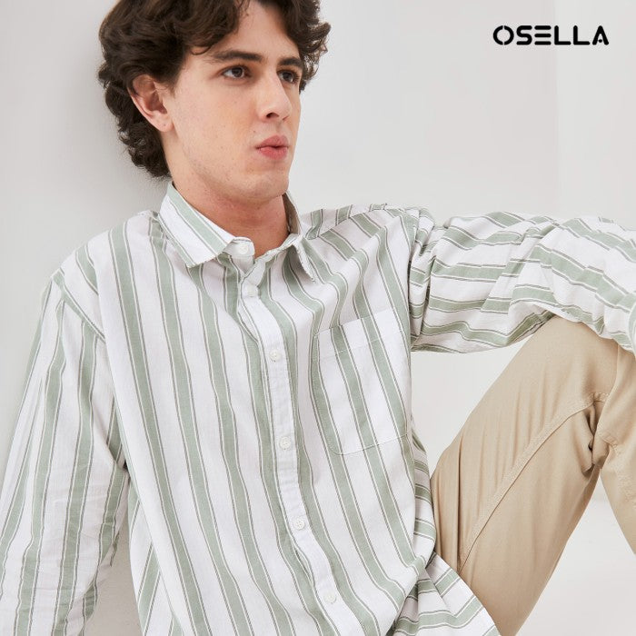 [NEW] OSELLA STRIPED DOBBY REGULAR COLLAR LONG SLEEVE SHIRT 2037500478| Kemeja Pria Lengan Panjang