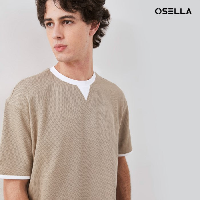 [NEW] OSELLA TEXTURED RELAXED FIT T-SHIRT WITH CONTRAST COLLAR 20715004