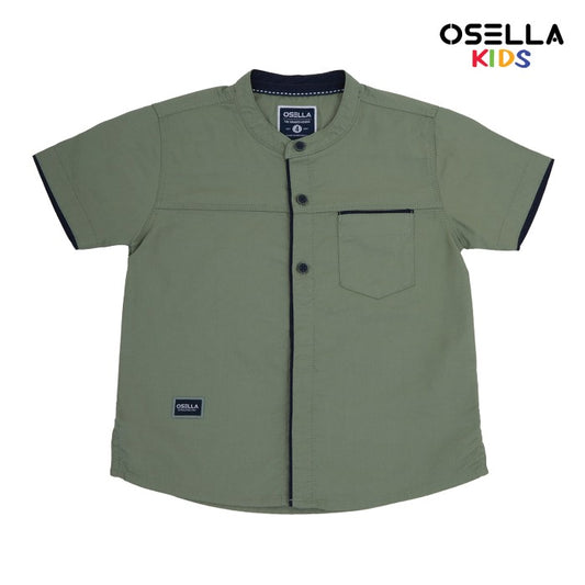 [NEW] OSELLA ZAYDAN SHORT SLEEVE SOLID SHANGHAI COLLARED SHIRT IN SAGE GREEN 2232520598 | Atasan Kemeja Lengan Pendek Anak Laki Laki