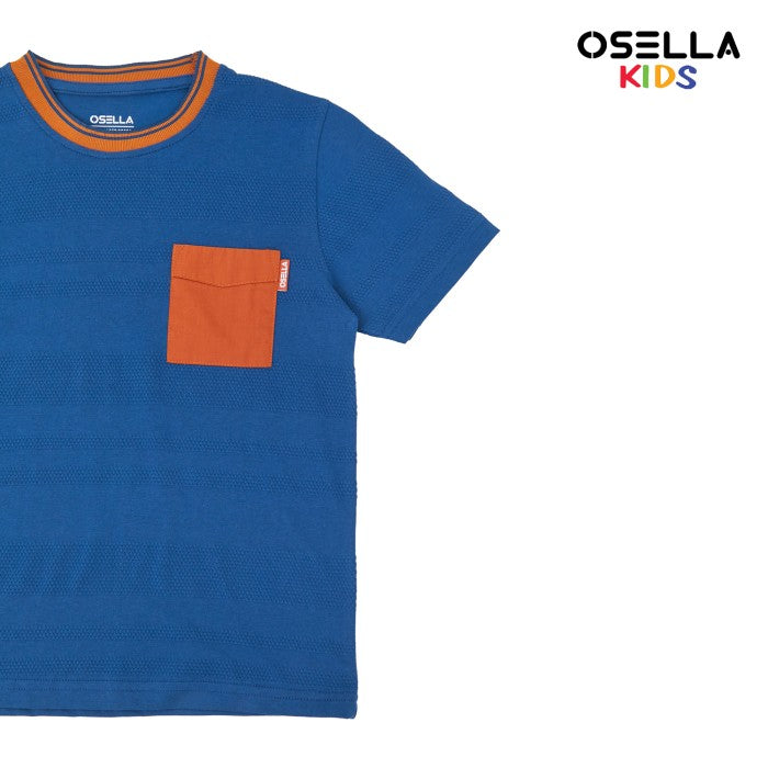 [NEW] OSELLA FINN SHORT SLEEVE FANCY FABRIC T-SHIRT WITH CONTRAST POCKET  22715003 | Atasan Kaos Pendek Anak Laki-Laki