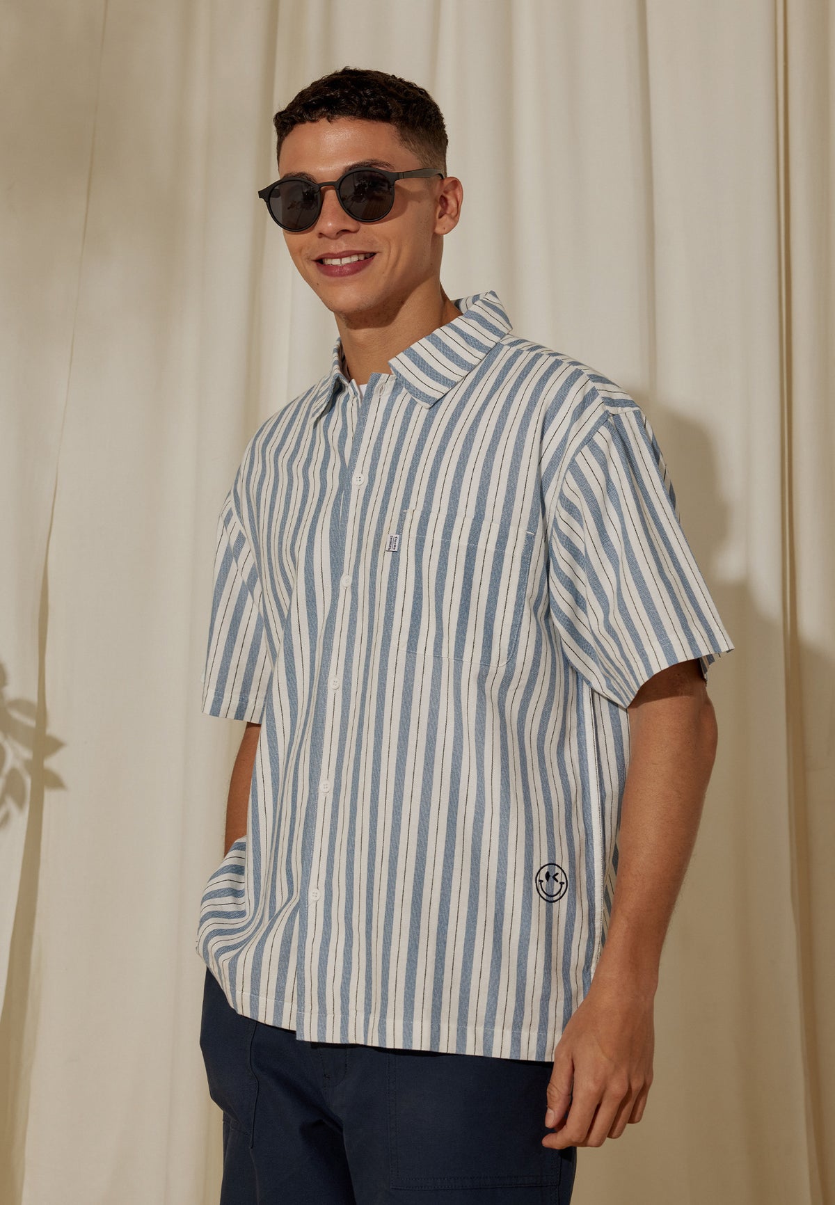 Osella x S.W Smiley Striped Embroidery Shirt