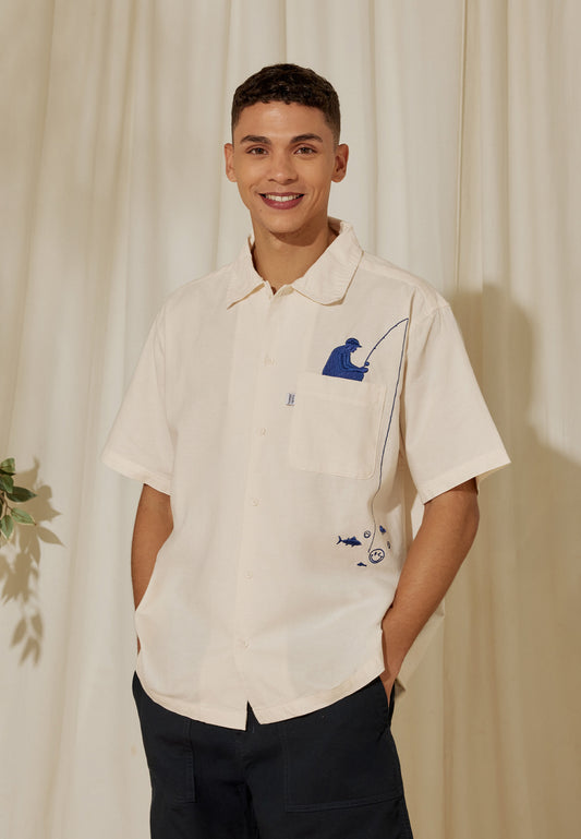 Osella x S.W Smiley Fishing Embroidery Shirt
