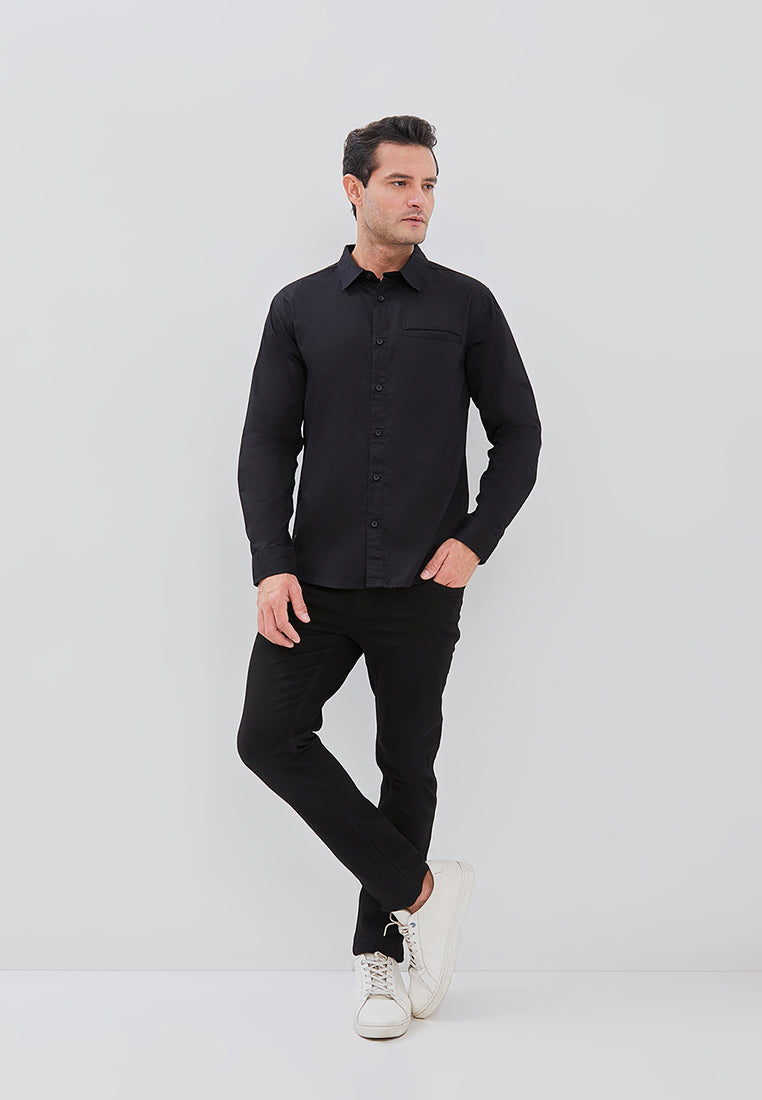Osella Clean Look Long Sleeve Shirt With Twill Textured Fabric
