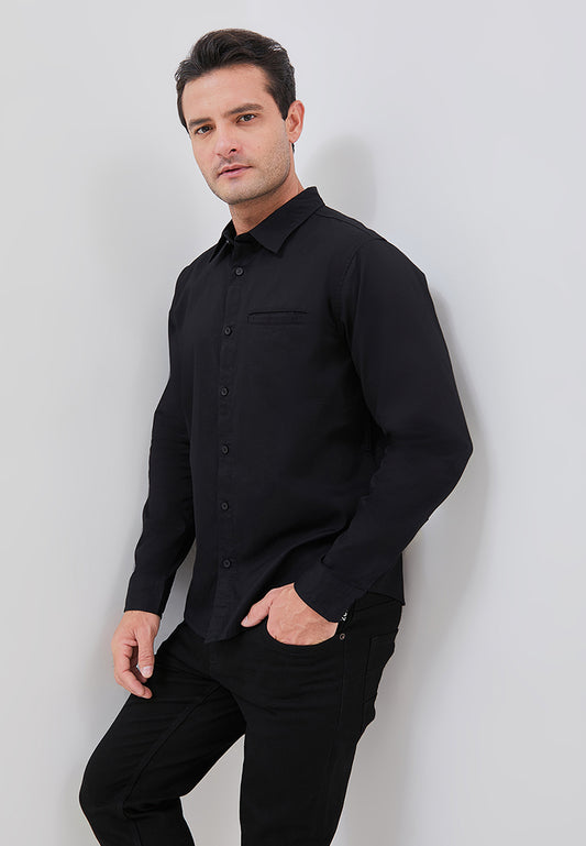 Osella Clean Look Long Sleeve Shirt With Twill Textured Fabric