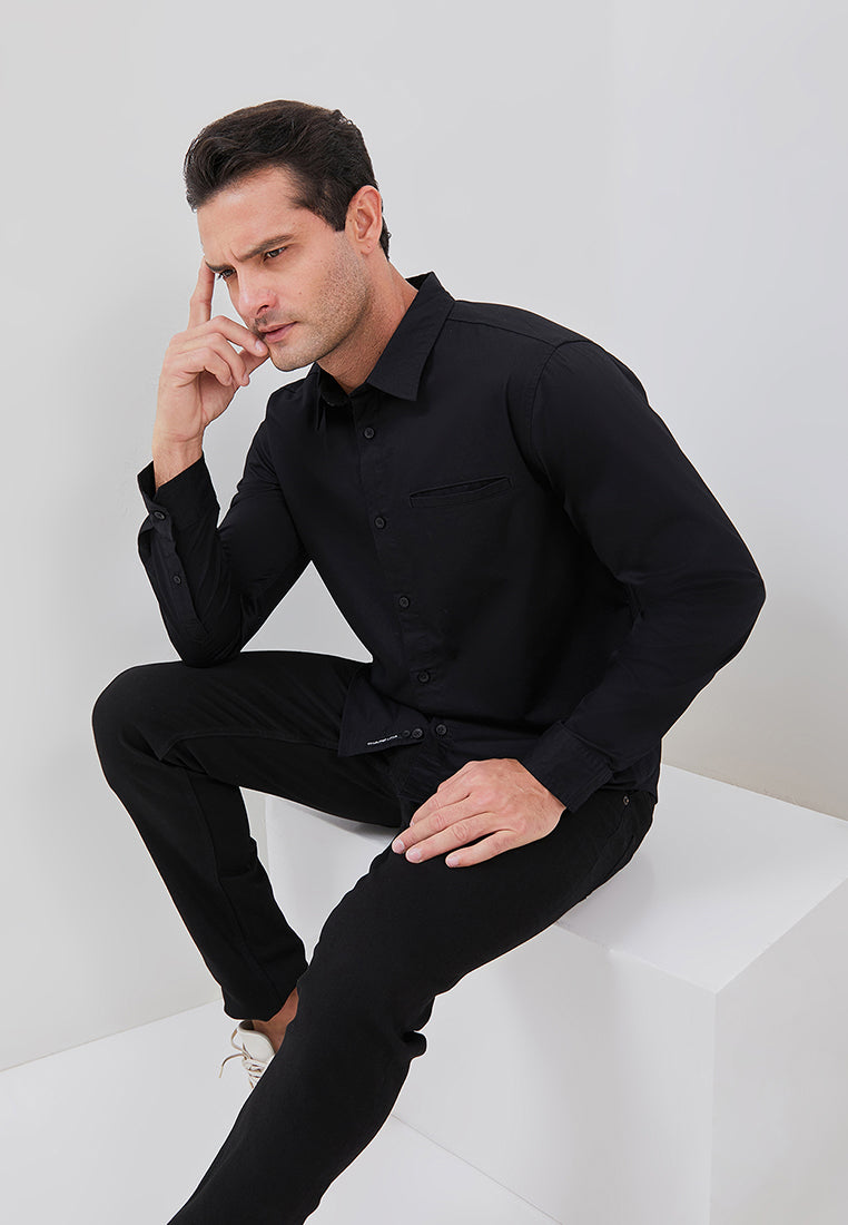 Osella Clean Look Long Sleeve Shirt With Twill Textured Fabric