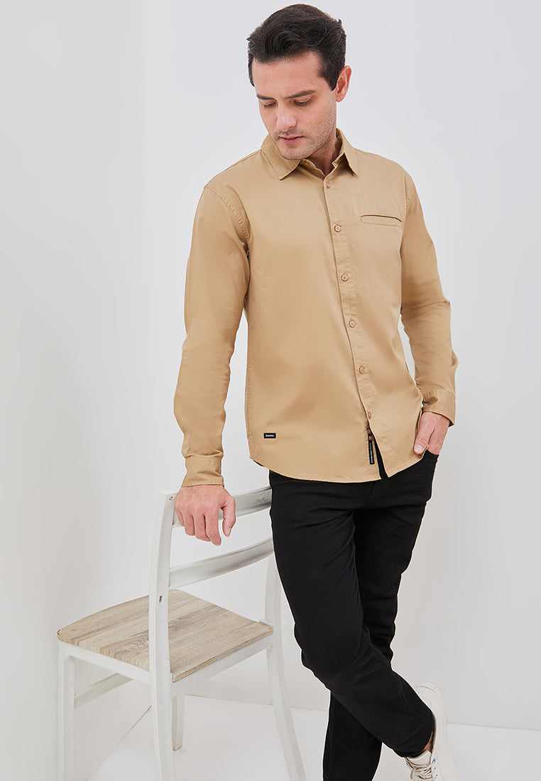 Osella Clean Look Long Sleeve Shirt With Twill Textured Fabric