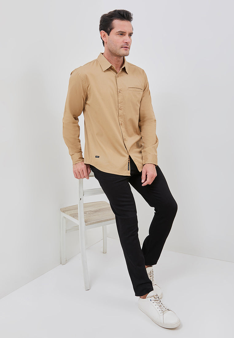 Osella Clean Look Long Sleeve Shirt With Twill Textured Fabric