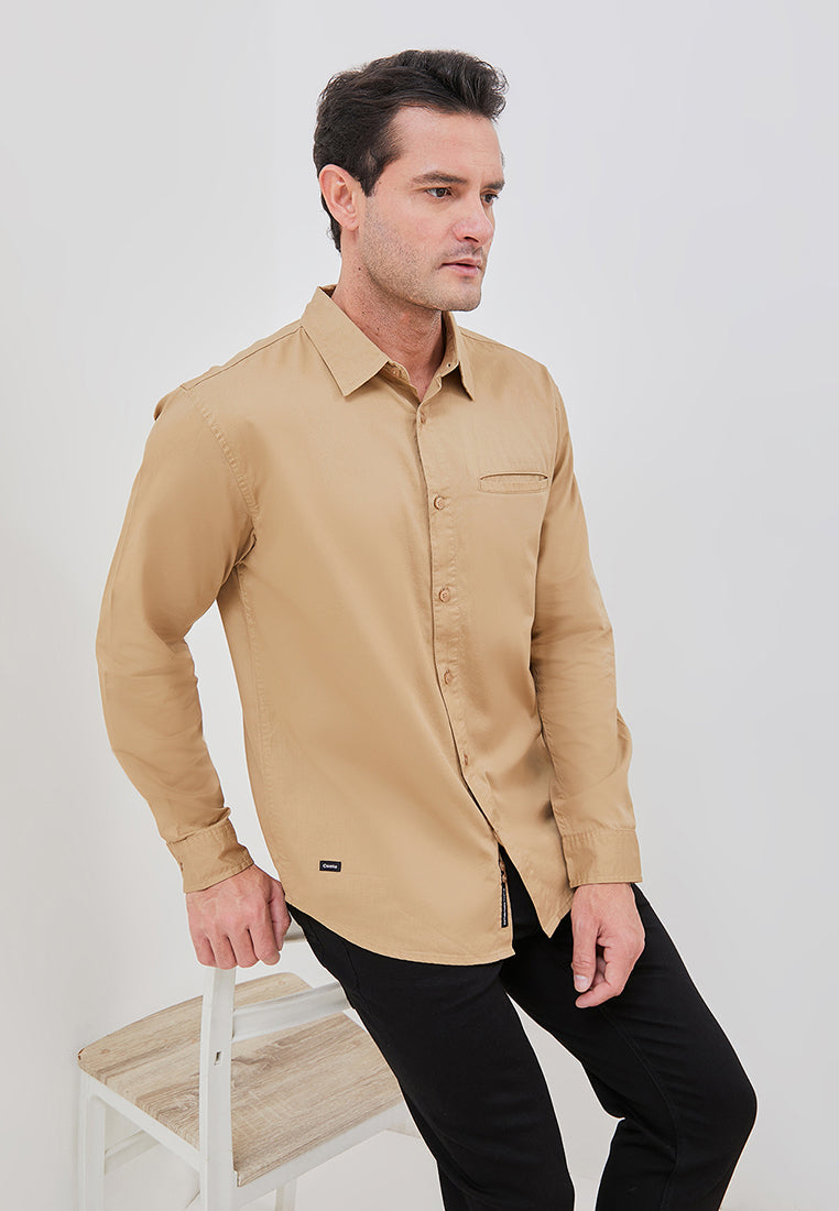 Osella Clean Look Long Sleeve Shirt With Twill Textured Fabric