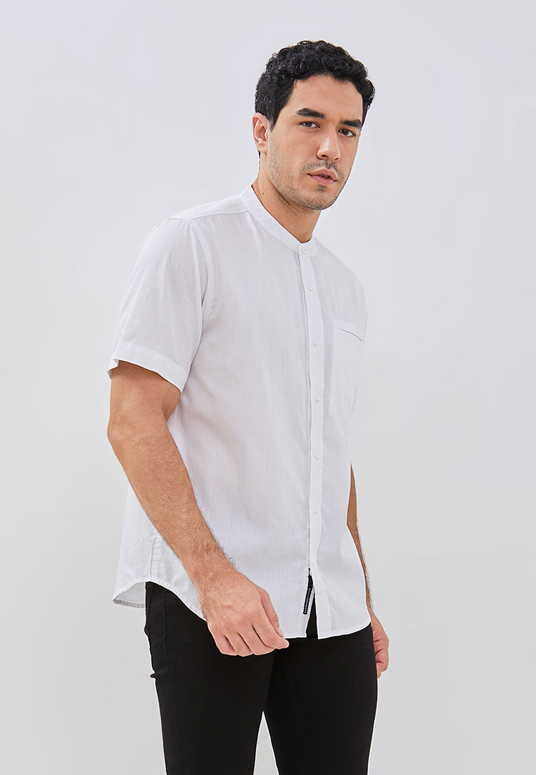 Osella Azra Dobby Textured Short Sleeve Shirt With Stand Collar