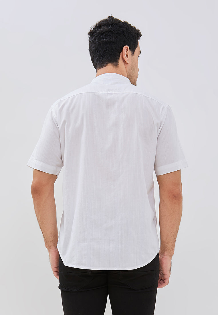 Osella Azra Dobby Textured Short Sleeve Shirt With Stand Collar