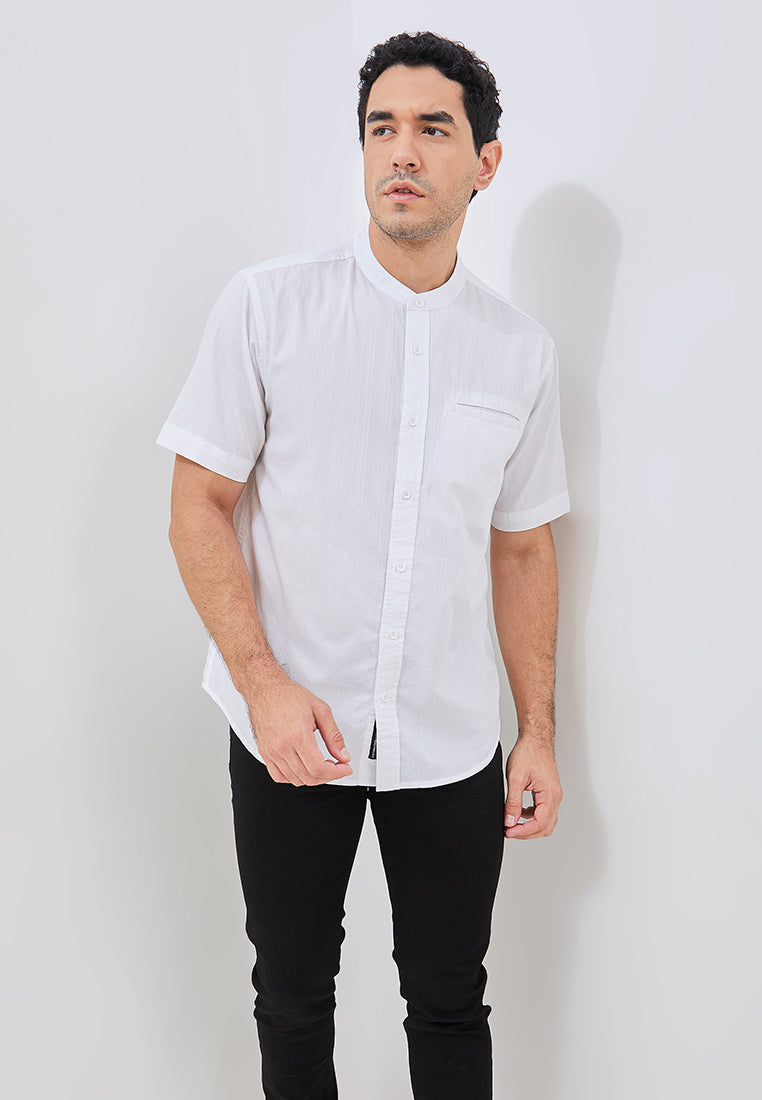 Osella Azra Dobby Textured Short Sleeve Shirt With Stand Collar