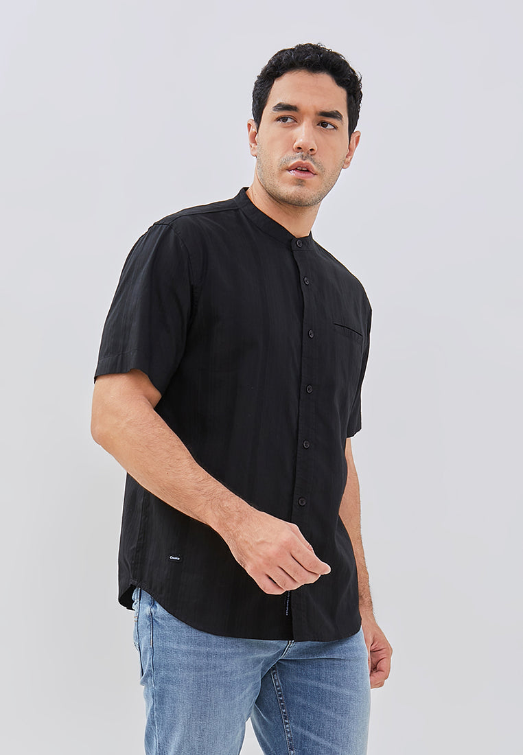 Osella Azra Dobby Textured Short Sleeve Shirt With Stand Collar