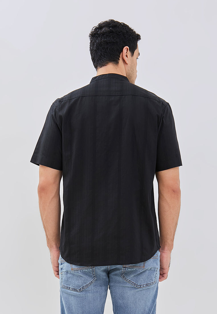 Osella Azra Dobby Textured Short Sleeve Shirt With Stand Collar