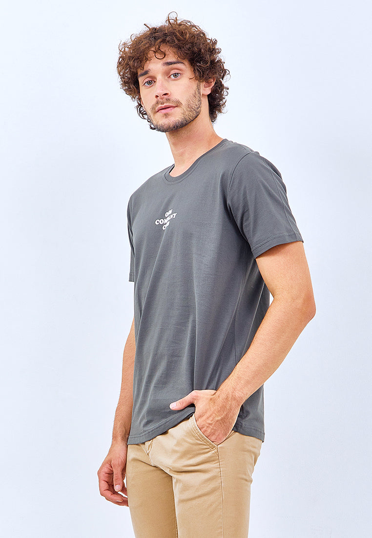 Osella Regular Fit Cotton T-Shirt in Smoke Grey