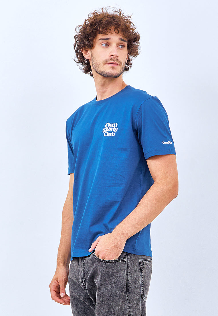 Osella Regular Fit Cotton T-Shirt in Morrocan Blue