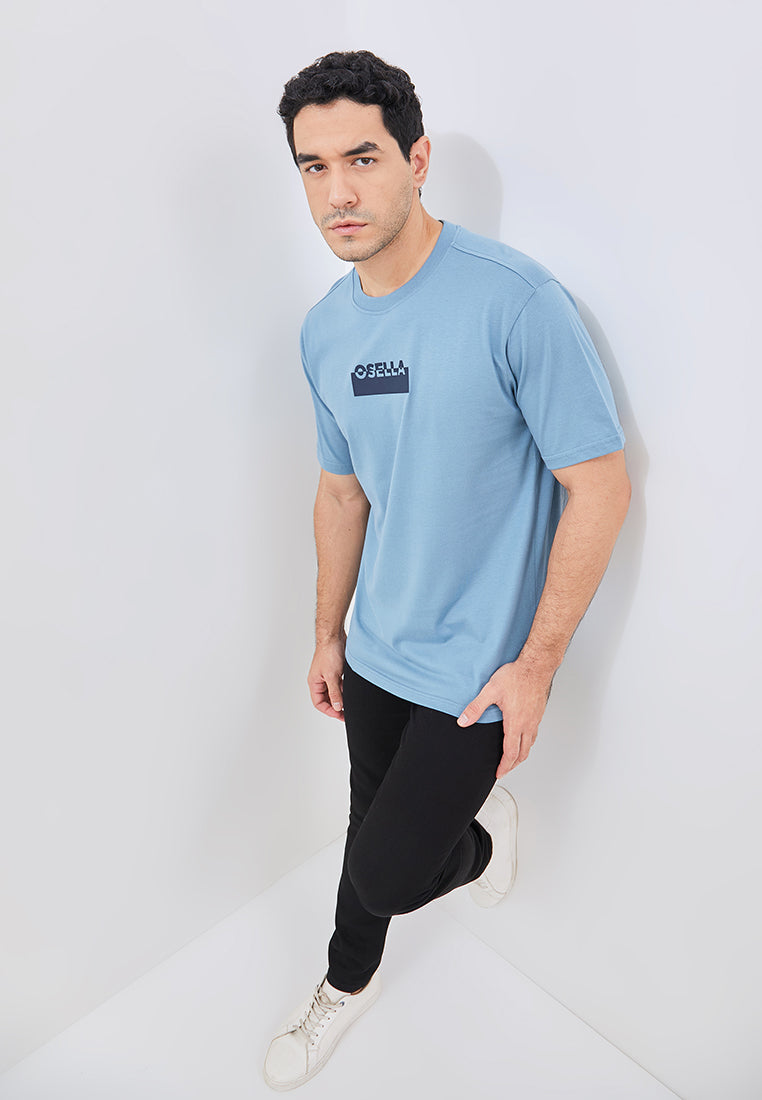 Osella Regular Fit Print T-Shirt In Silver Lake Blue