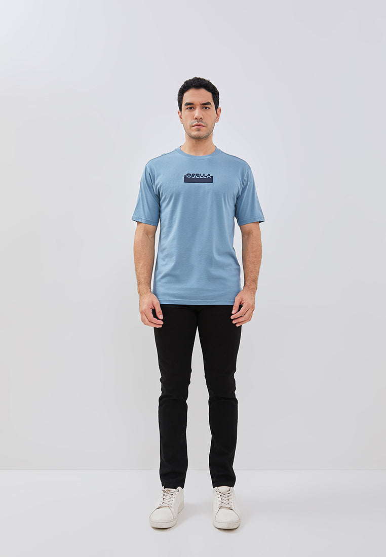 Osella Regular Fit Print T-Shirt In Silver Lake Blue